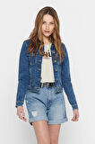 Only Kadın Onltıa Düğmeli Cepli Jean Ceket 15170682 Orta Mavi