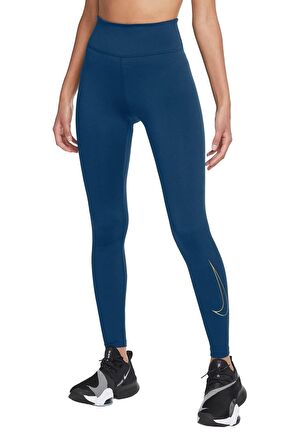 Nike One Performance Leggings Dri-Fit Toparlayıcı İç Cepli Petrol Mavi Tayt