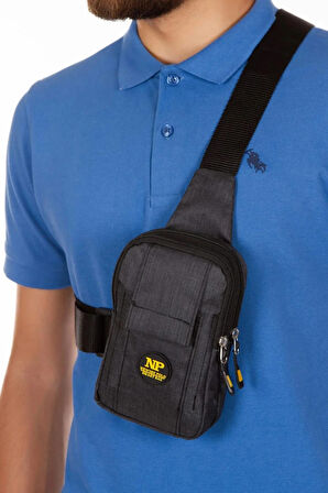 Newish Polo Body Bag Çapraz Göğüs ve Sırt Çantası Telefon Bölmeli Mini 501-Siyah Sarı