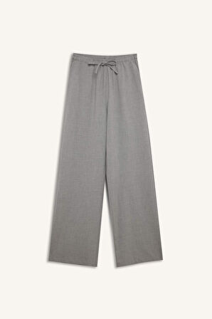 DeFacto x Afra Coool Wide Leg Kumaş Palazzo Pantolon Geniş Bol Paça Beli Lastikli Bağcıklı Cepli C1428AX25SPGR422