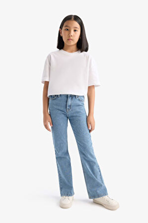 DeFacto Kız Çocuk Flare Fit İspanyol Paça Jean Pantolon D7096A825SMNM39