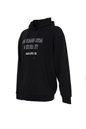 defy's ERKEK BASKILI KAPÜŞONLU SWEATSHIRT SİYAH - M