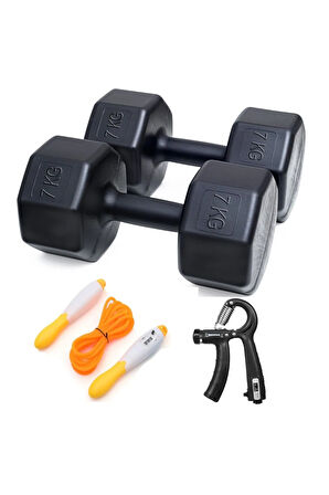 Sp Spor 14 Kg Dambıl 7 X 2 Adet Sayaçlı Ayarlanabilir El Yayı Sayaçlı Atlama Ipi