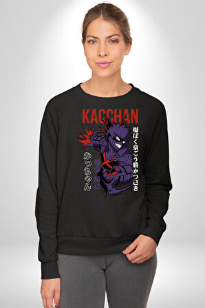 Kasuki Bakugo Anime  Kadın Erkek Siyah Sweatshirt 